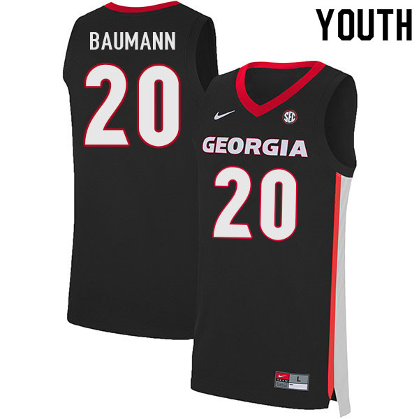 Youth #20 Noah Baumann Georgia Bulldogs College Basketball Jerseys Sale-Black
